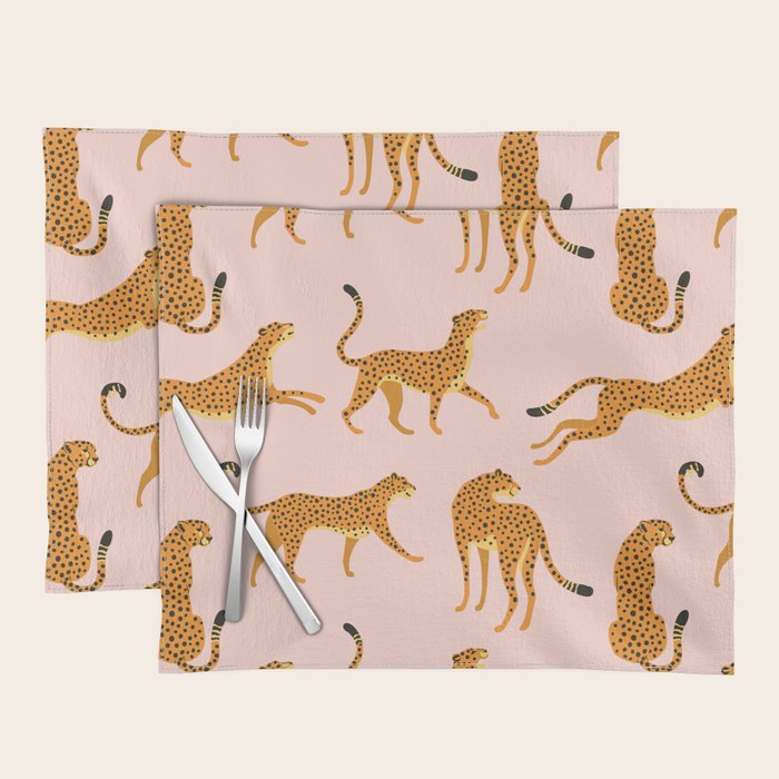 Leopard jaguar pink memphis pattern Placemat Gallery Image 1