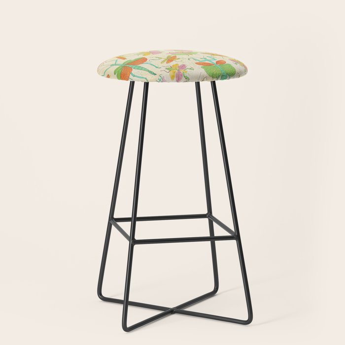 Whimsical Praying Mantis Retro Colors  Stool Gallery Image 1
