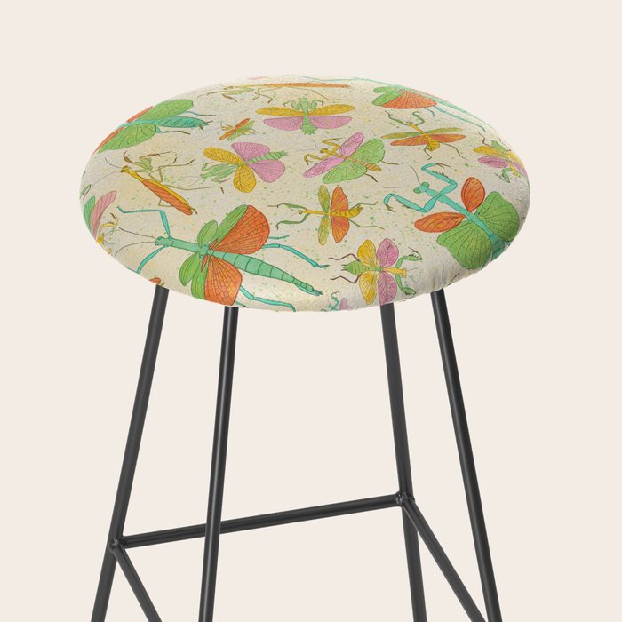 Whimsical Praying Mantis Retro Colors  Stool Gallery Image 2