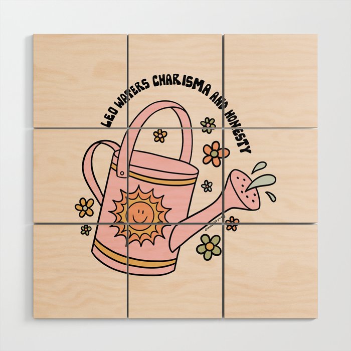 Leo Watering Can Wood Wall Art Gallery Image 1