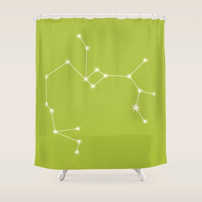 Sagittarius Zodiac Star Constellation Line Art Chartreuse Green Shower Curtain Gallery Image 1