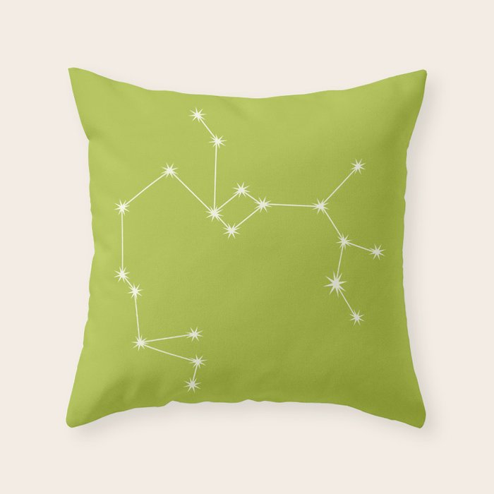 Sagittarius Zodiac Star Constellation Line Art Chartreuse Green Throw Pillow Gallery Image 6