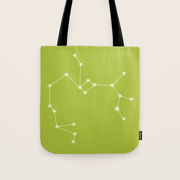 Sagittarius Zodiac Star Constellation Line Art Chartreuse Green Tote Bag Gallery Image 1