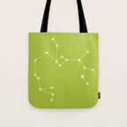 Sagittarius Zodiac Star Constellation Line Art Chartreuse Green Tote Bag Gallery Image 1