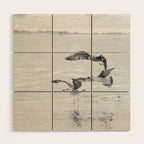 Seagulls Beach Ocean Wood Wall Art Gallery Image 1