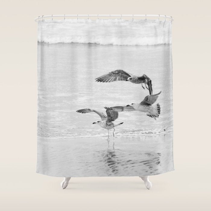 Seagulls Beach Ocean Shower Curtain Gallery Image 1