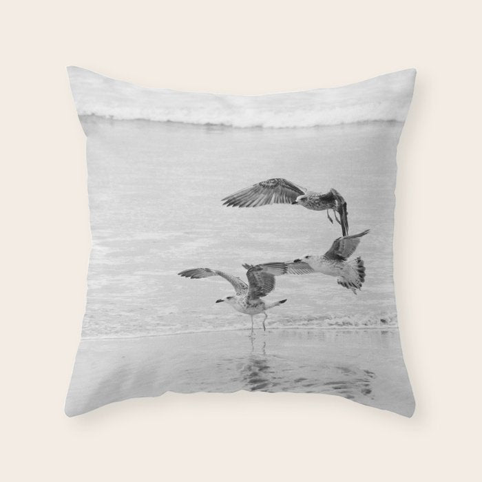 Seagulls Beach Ocean Throw Pillow Gallery Image 1