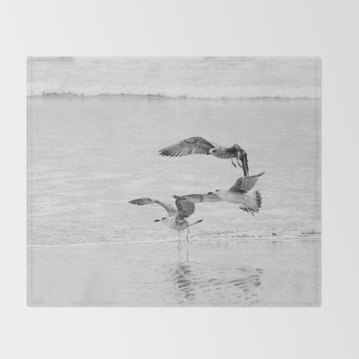 Seagulls Beach Ocean Throw Blanket Gallery Image 2