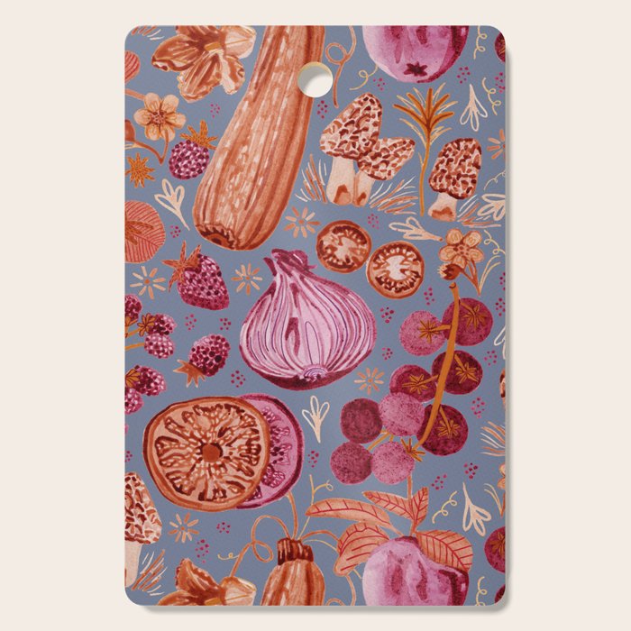 Garden Vegetables & Fresh Fruit in Grey & Rust Cutting Board Gallery Image 1