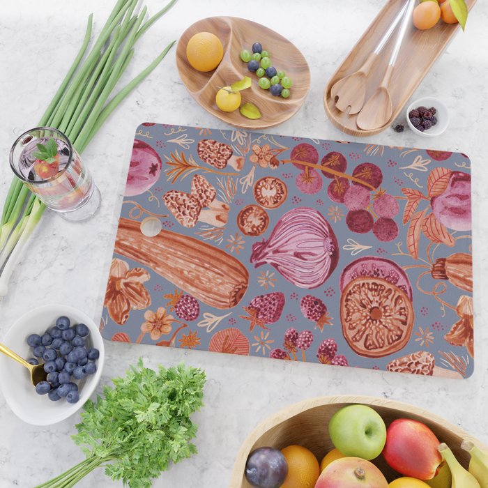 Garden Vegetables & Fresh Fruit in Grey & Rust Cutting Board Gallery Image 2