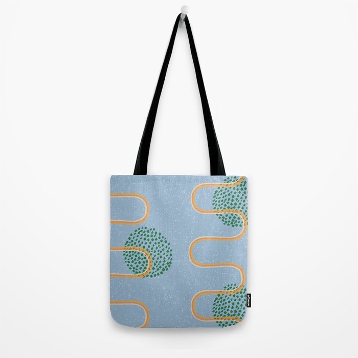Abstract Fields in Blue-Grey & Green Tote Bag Gallery Image 2