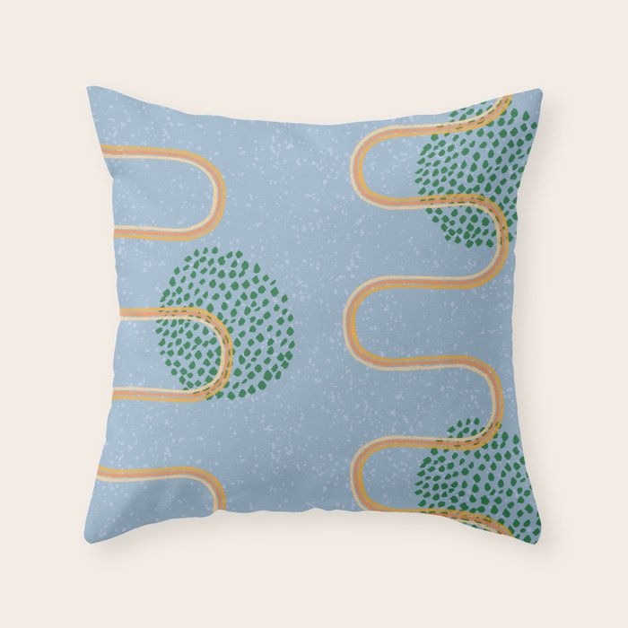 Abstract Fields in Blue-Grey & Green Throw Pillow Gallery Image 6