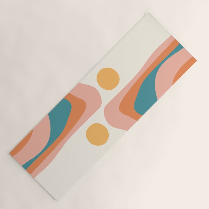 Abstract Wavy Rainbow and Sun Pattern in retro theme Yoga Mat Gallery Image 1
