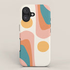 Abstract Wavy Rainbow and Sun Pattern in retro theme iPhone Case Gallery Image 1