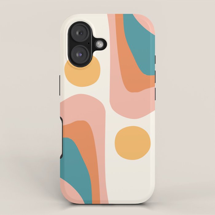 Abstract Wavy Rainbow and Sun Pattern in retro theme iPhone Case Gallery Image 1