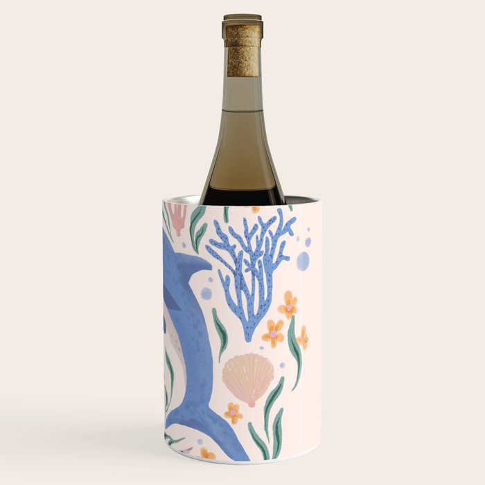 Playful Dolphin and Coral Reef Wine Chiller Gallery Image 3