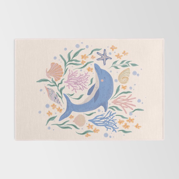 Playful Dolphin and Coral Reef Rug Gallery Image 2