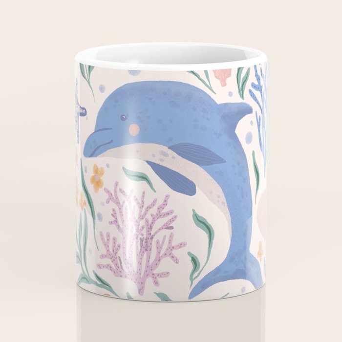 Playful Dolphin and Coral Reef Coffee Mug Gallery Image 4