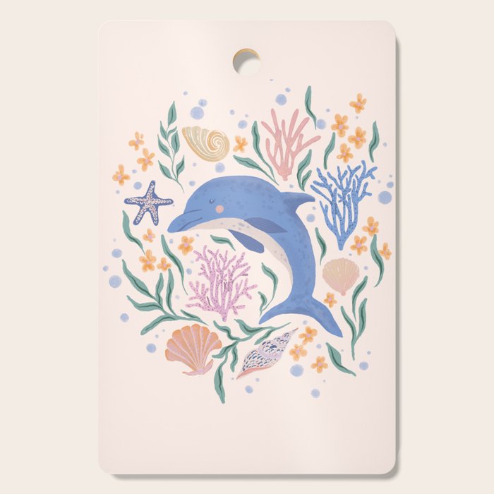 Playful Dolphin and Coral Reef Cutting Board Gallery Image 1