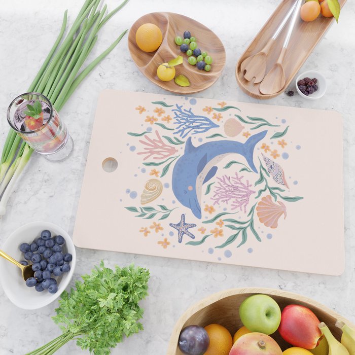 Playful Dolphin and Coral Reef Cutting Board Gallery Image 2