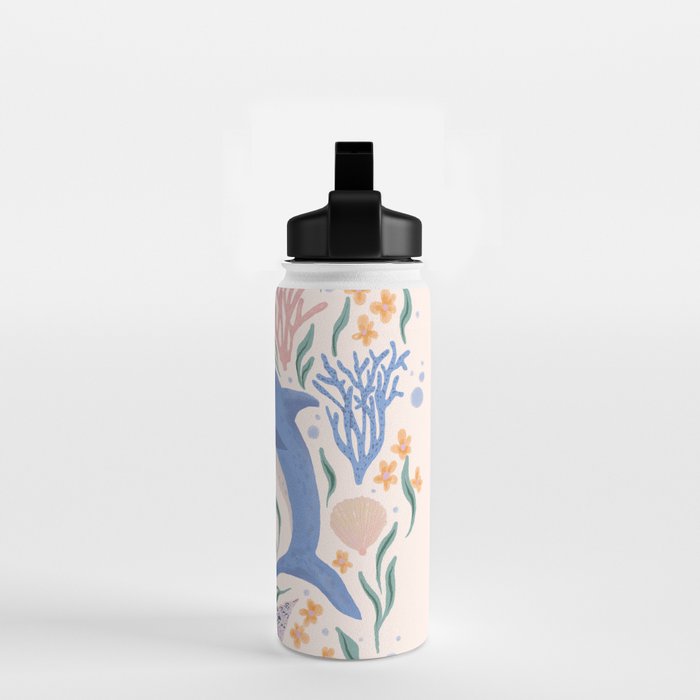 Playful Dolphin and Coral Reef Water Bottle Gallery Image 2