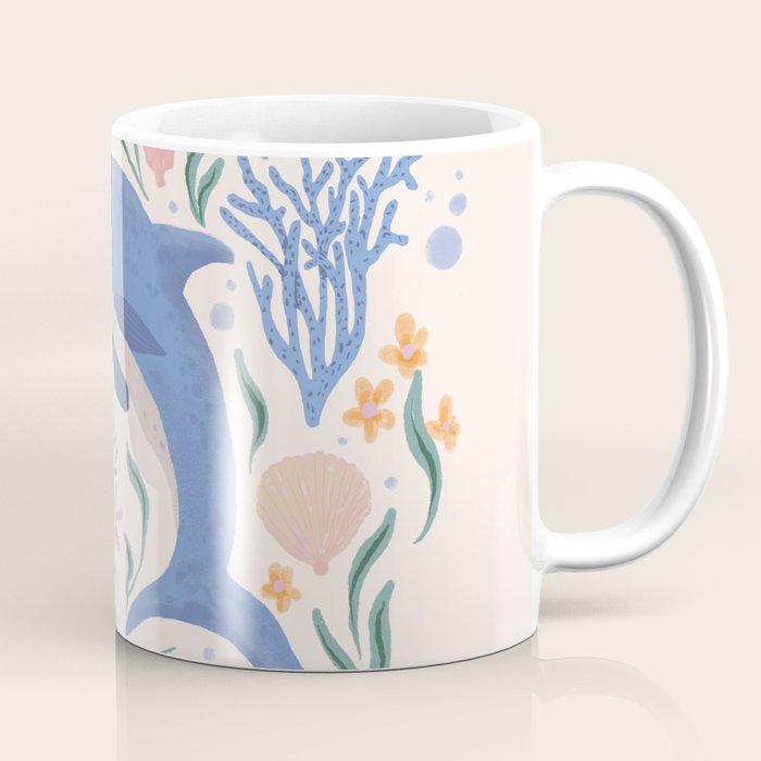 Playful Dolphin and Coral Reef Coffee Mug Gallery Image 1