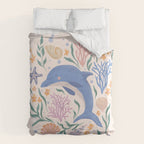 Playful Dolphin and Coral Reef Duvet Cover Gallery Image 6