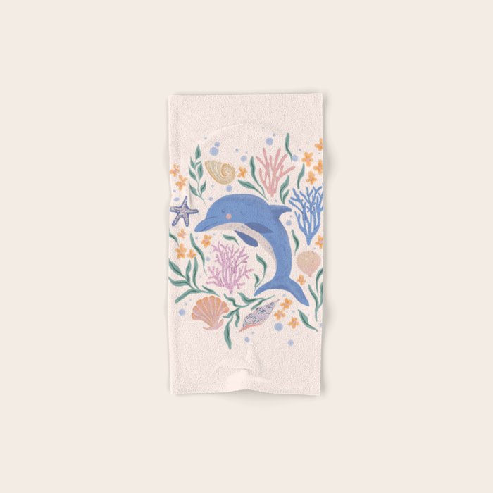 Playful Dolphin and Coral Reef Bath Towel Gallery Image 1