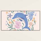 Playful Dolphin and Coral Reef Desk Mat Gallery Image 3