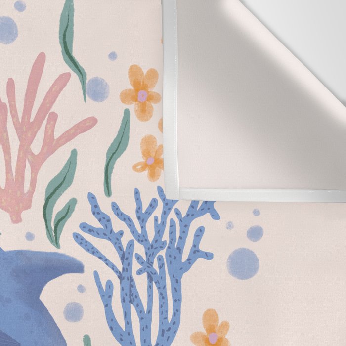 Playful Dolphin and Coral Reef Wall Tapestry Gallery Image 3