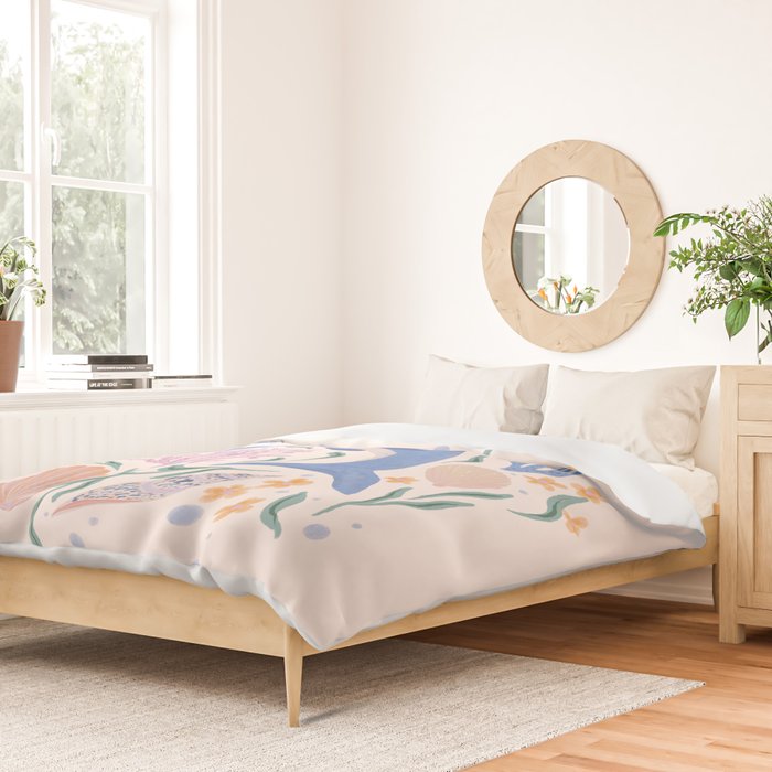Playful Dolphin and Coral Reef Duvet Cover Gallery Image 2