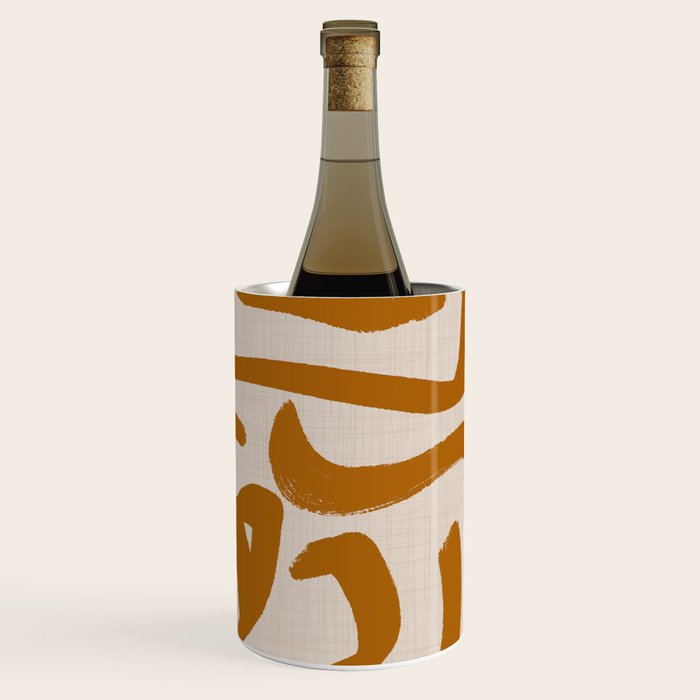 Retro Terra Scribbles - Abstract Mid Century Brush Wine Chiller Gallery Image 2