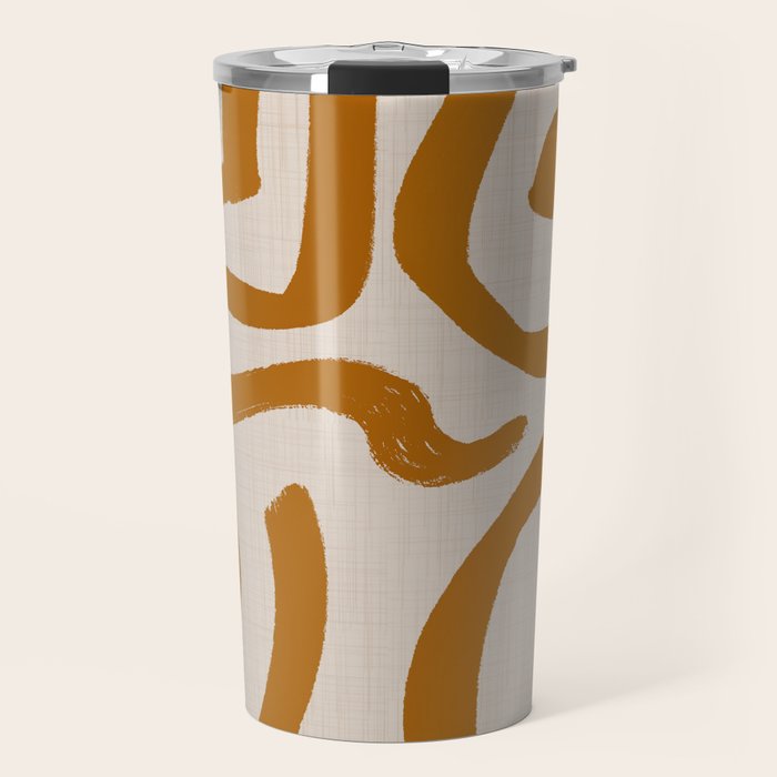 Retro Terra Scribbles - Abstract Mid Century Brush Travel Mug Gallery Image 1