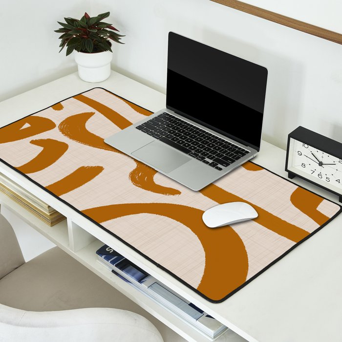 Retro Terra Scribbles - Abstract Mid Century Brush Desk Mat Gallery Image 2