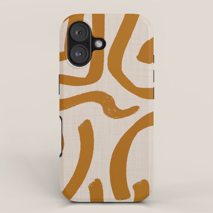 Retro Terra Scribbles - Abstract Mid Century Brush iPhone Case Gallery Image 1
