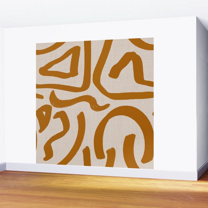 Retro Terra Scribbles - Abstract Mid Century Brush Wall Mural Gallery Image 2