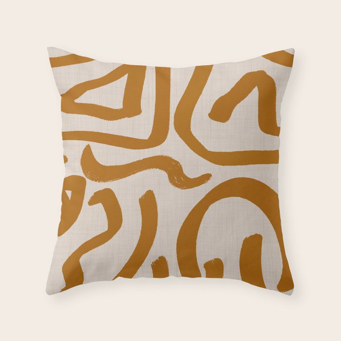 Retro Terra Scribbles - Abstract Mid Century Brush Throw Pillow Gallery Image 6