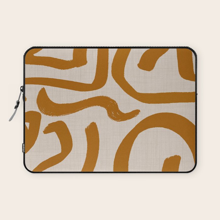 Retro Terra Scribbles - Abstract Mid Century Brush Laptop Sleeve Gallery Image 1
