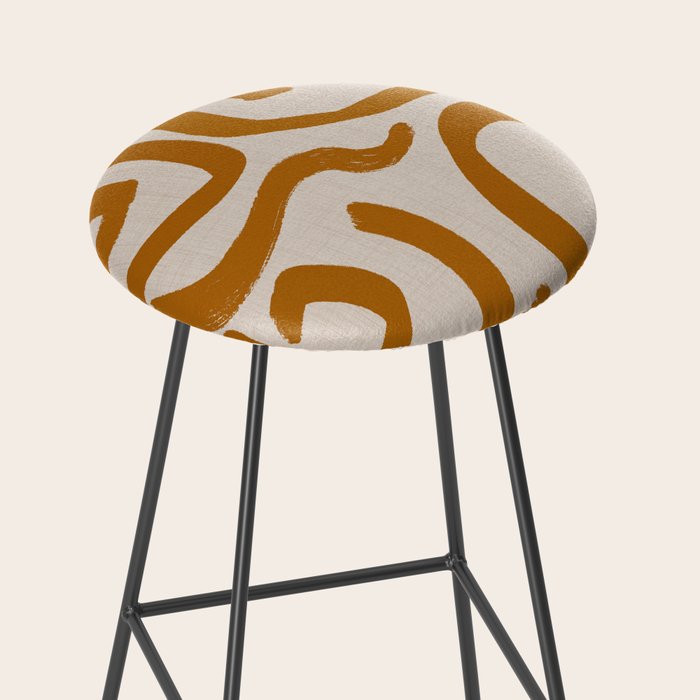 Retro Terra Scribbles - Abstract Mid Century Brush Stool Gallery Image 2