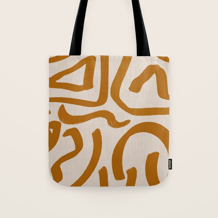 Retro Terra Scribbles - Abstract Mid Century Brush Tote Bag Gallery Image 1