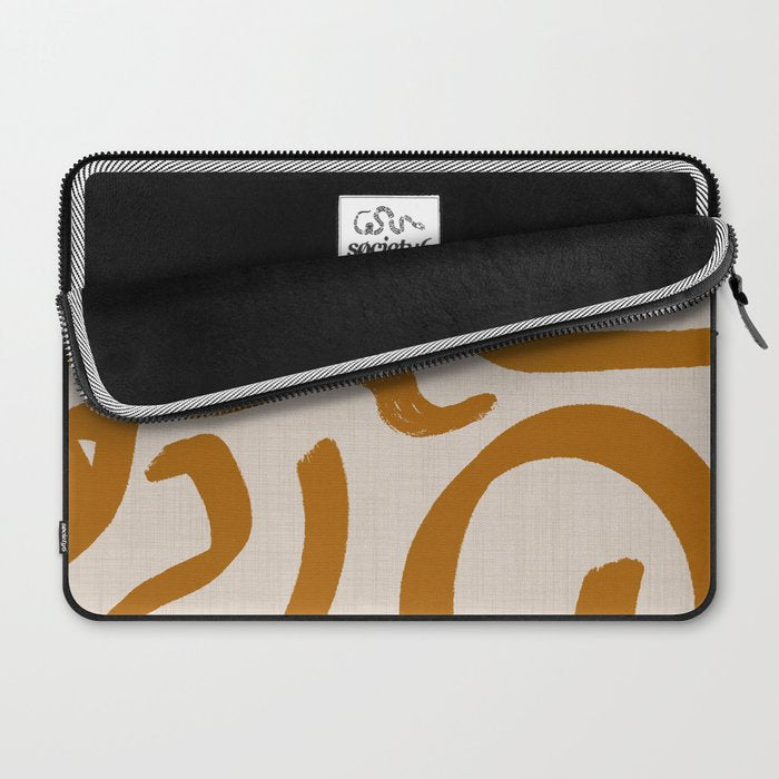 Retro Terra Scribbles - Abstract Mid Century Brush Laptop Sleeve Gallery Image 2
