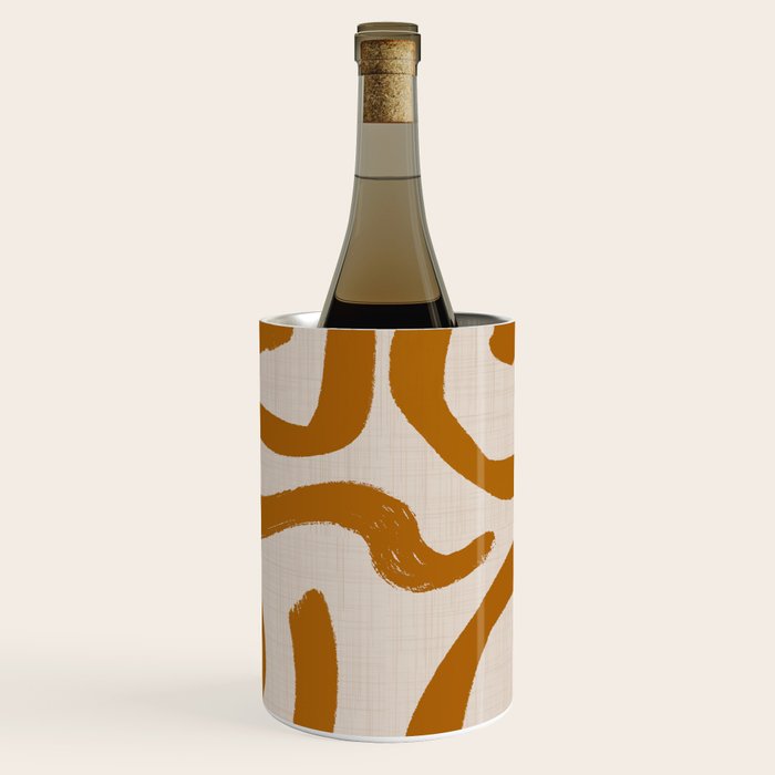 Retro Terra Scribbles - Abstract Mid Century Brush Wine Chiller Gallery Image 1