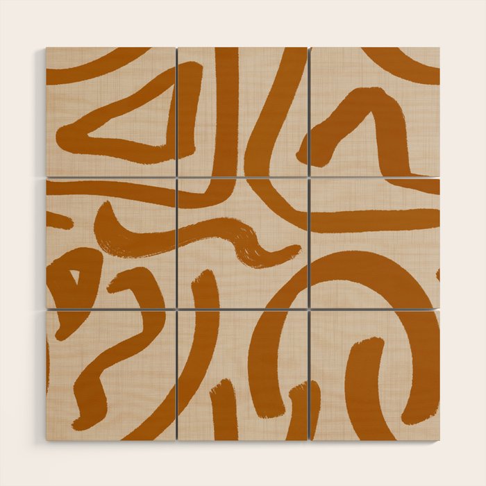 Retro Terra Scribbles - Abstract Mid Century Brush Wood Wall Art Gallery Image 1