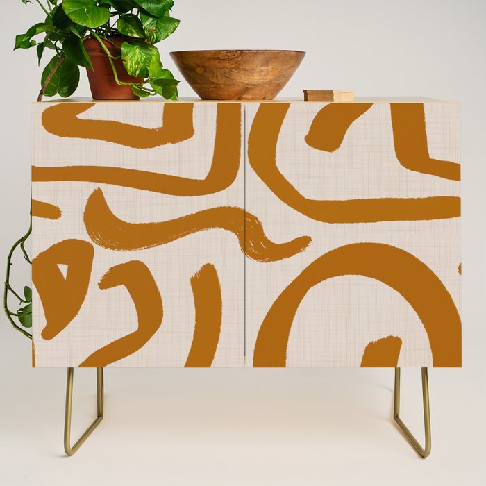 Retro Terra Scribbles - Abstract Mid Century Brush Credenza Gallery Image 1
