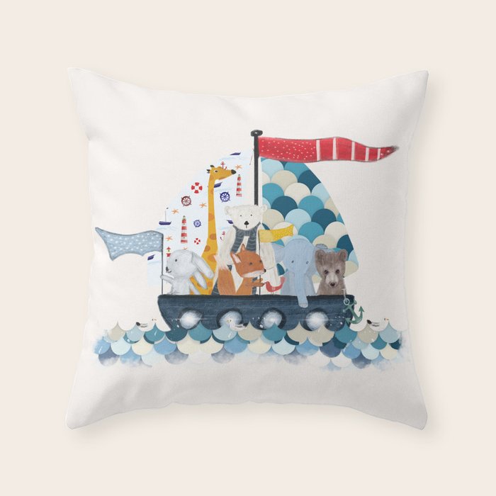 little sailers Throw Pillow Gallery Image 1