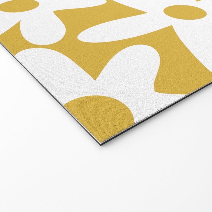 Daisy Time Retro Floral Pattern in Mustard and White Welcome Mat Gallery Image 2