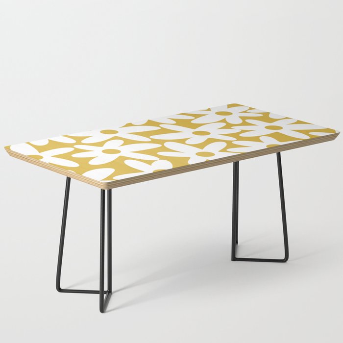 Daisy Time Retro Floral Pattern in Mustard and White Coffee Table Gallery Image 1