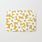 Daisy Time Retro Floral Pattern in Mustard and White Bath Mat Gallery Image 1