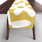 Daisy Time Retro Floral Pattern in Mustard and White Table Runner Gallery Image 1