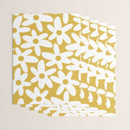 Daisy Time Retro Floral Pattern in Mustard and White Wrapping Paper Gallery Image 3
